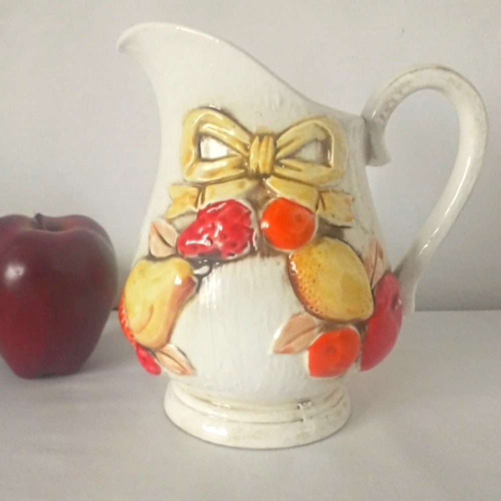 Napcoware Ceramic Embossed Fruit Pitcher - Japan Circa 60s